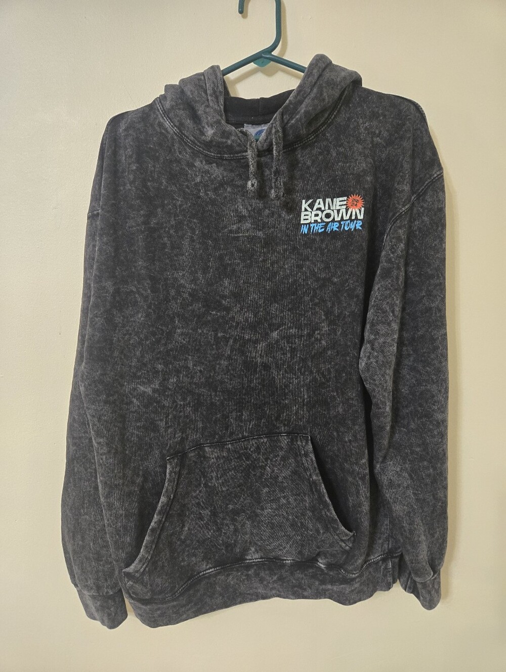 Kane Brown In The Air Tour 2024 Hoodie Size Medium - Acid Washed Black Hoodie